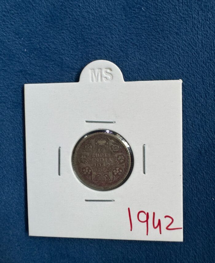 1942 British India 1 Rupee silver coin