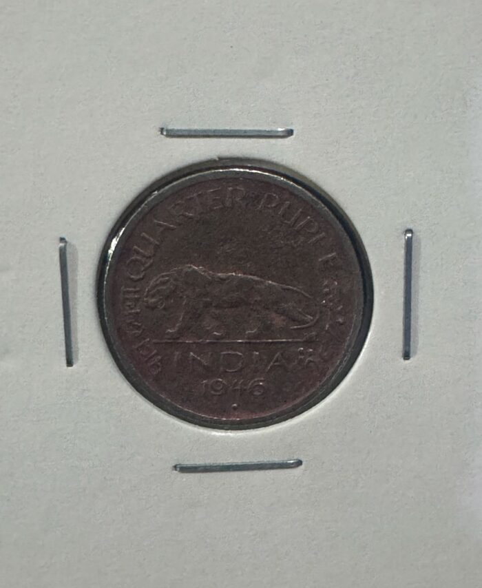1946 Quarter Rupee coin Bengal Tiger