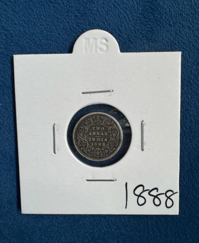 British India 1888  Two Annas silver coin