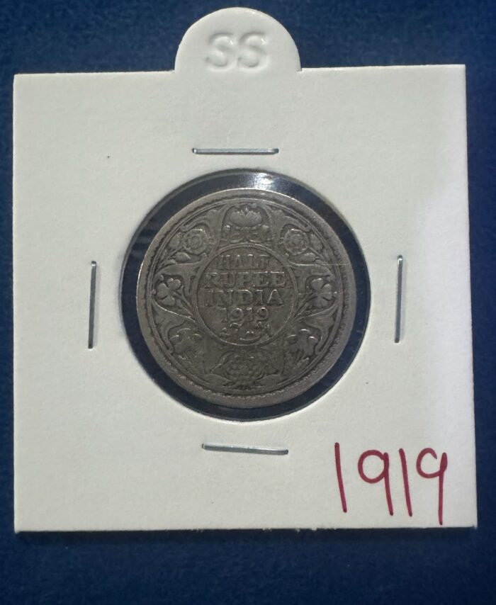 1919 British India Half Rupee silver coin king George V