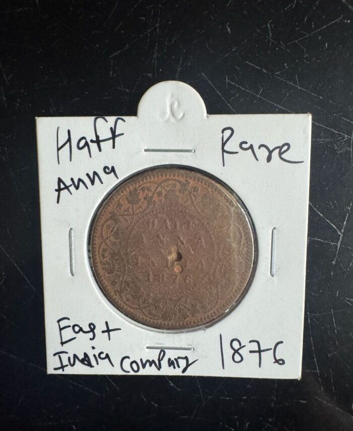 Half Anna copper coin East India Company 1876