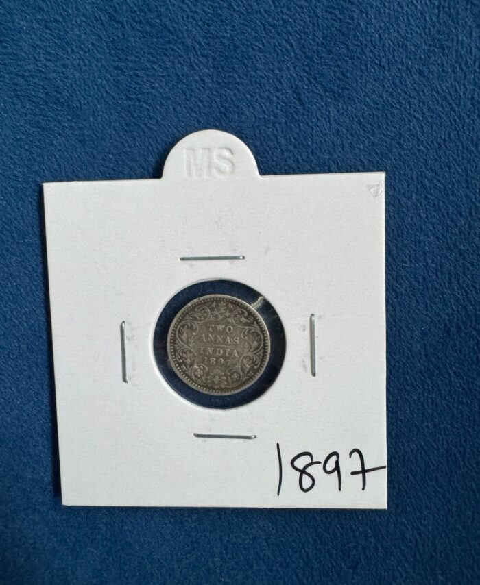 British India Two Annas silver coin 1897