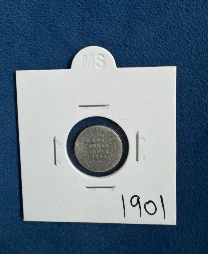 British India Two Annas silver coin 1901