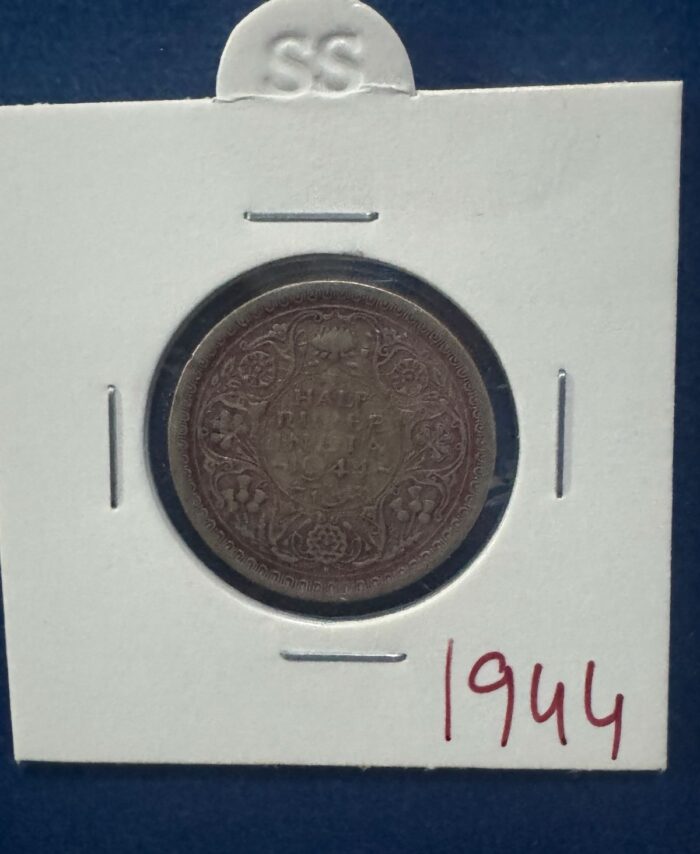 1944 British India Half Rupee silver coin king George VI
