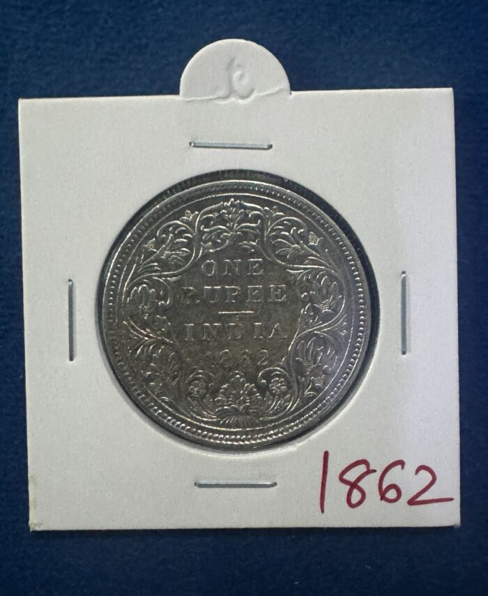 1862  One Rupee silver coin Queen Victoria