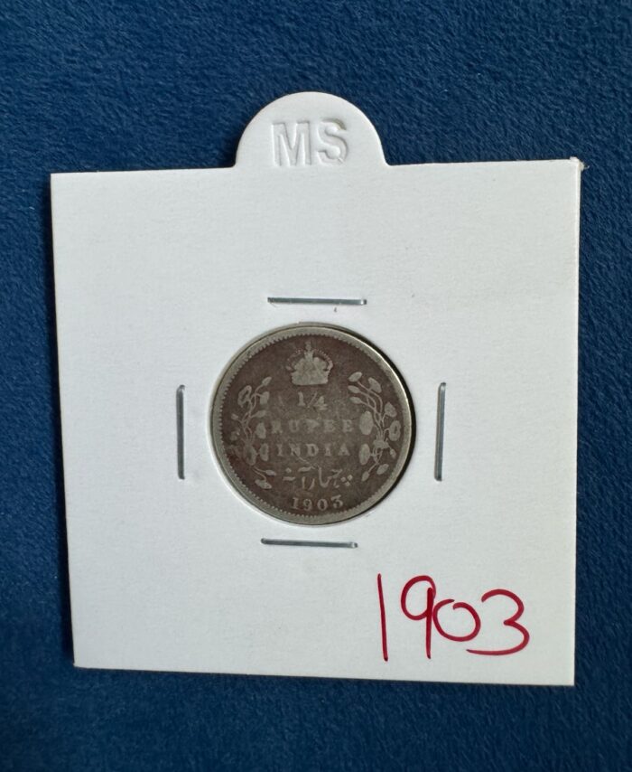 1903 British India 1/4 Rupee coin king Edward VII