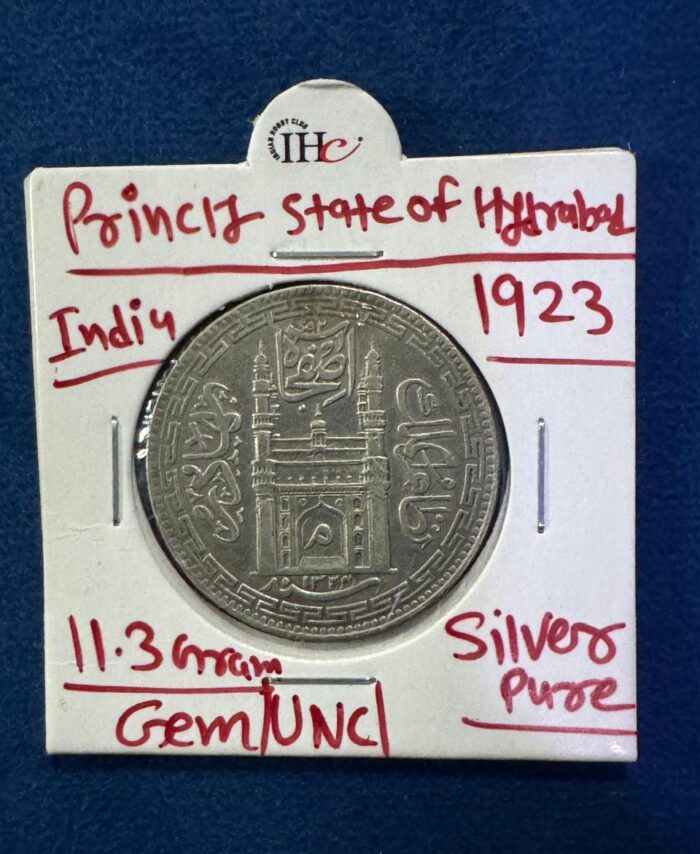 Silver coin Princely State Hyderabad 1923 (11.3 gram ) GEM UNC