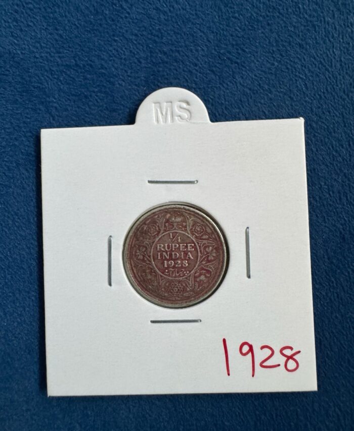 1928 British India Quarter Rupee coin King George V