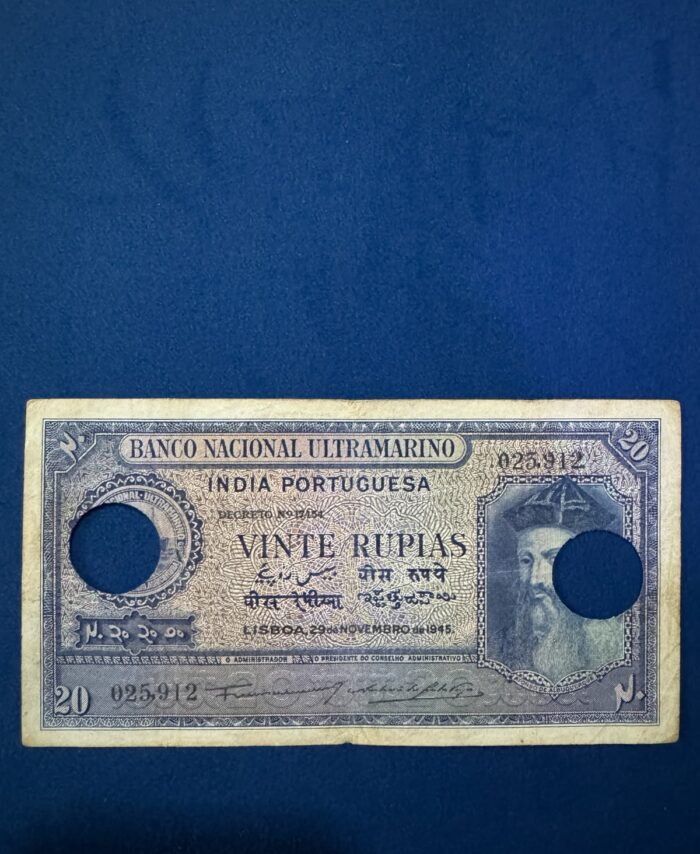 Indo -Portuguese 20 Rupias Bank Note