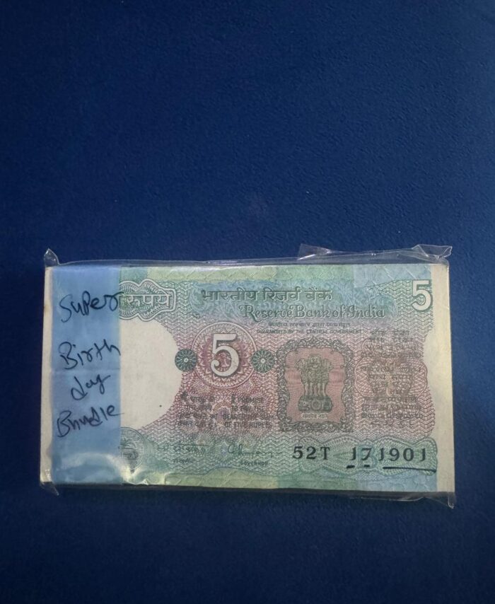 5 Rupees Bundle Birthday  notes 1/7/1901/ -1/7/2000
